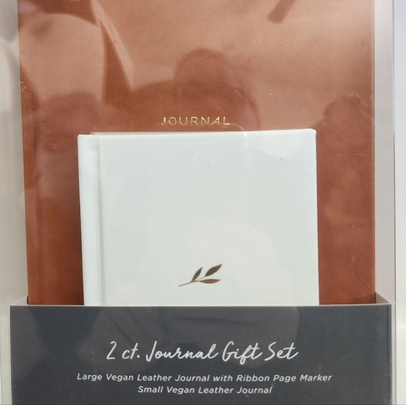 Gartner Studios Cream Tan Gold Vegan Leather Journal 2 Piece Gift Set NWT - Picture 2 of 10